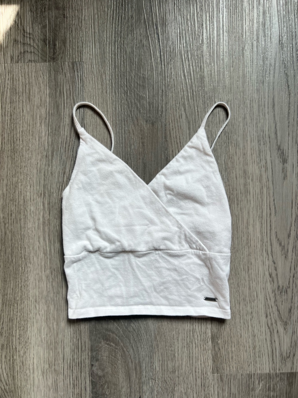 Hollister White Logo Crop Tank